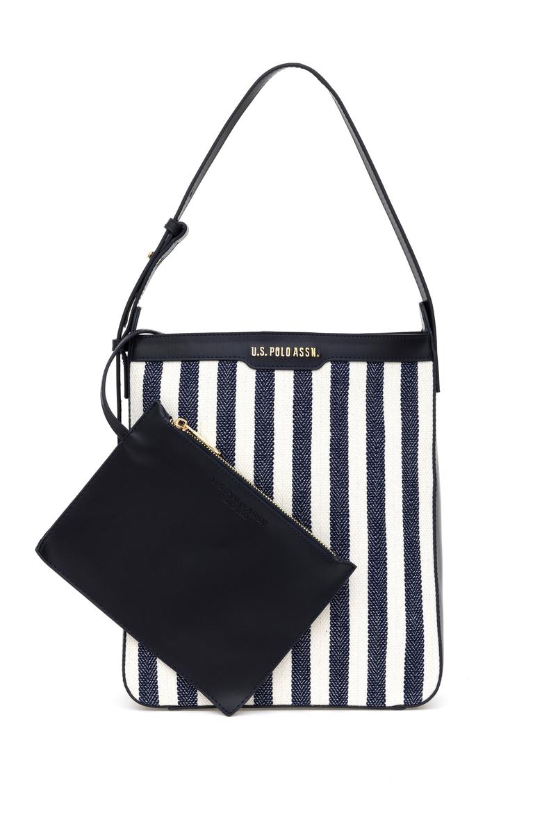 Kadın Lacivert Çizgili Kanvas Kol Çantası - 50311434001