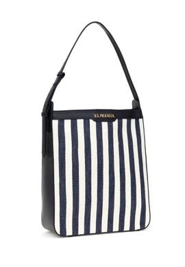 Kadın Lacivert Çizgili Kanvas Kol Çantası - 50311434001