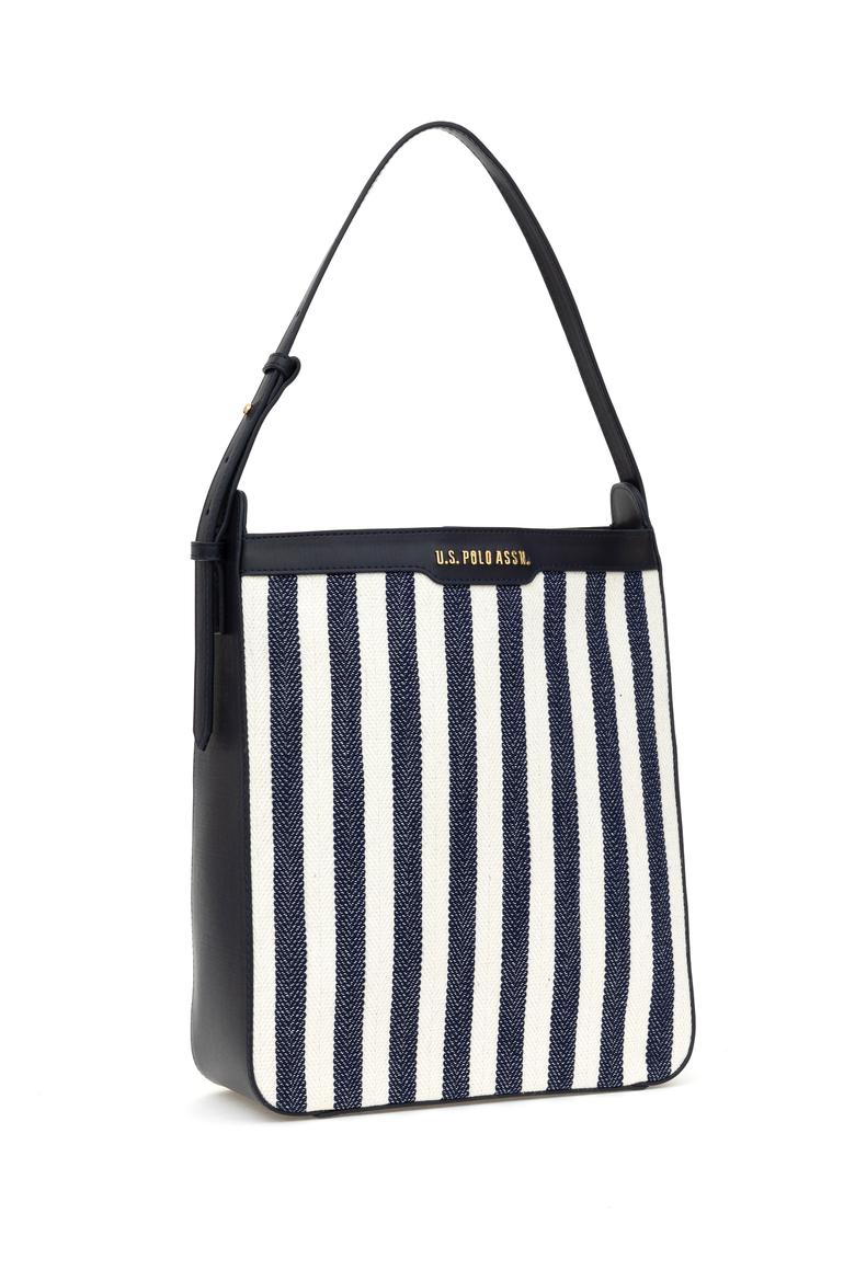 Kadın Lacivert Çizgili Kanvas Kol Çantası - 50311434001