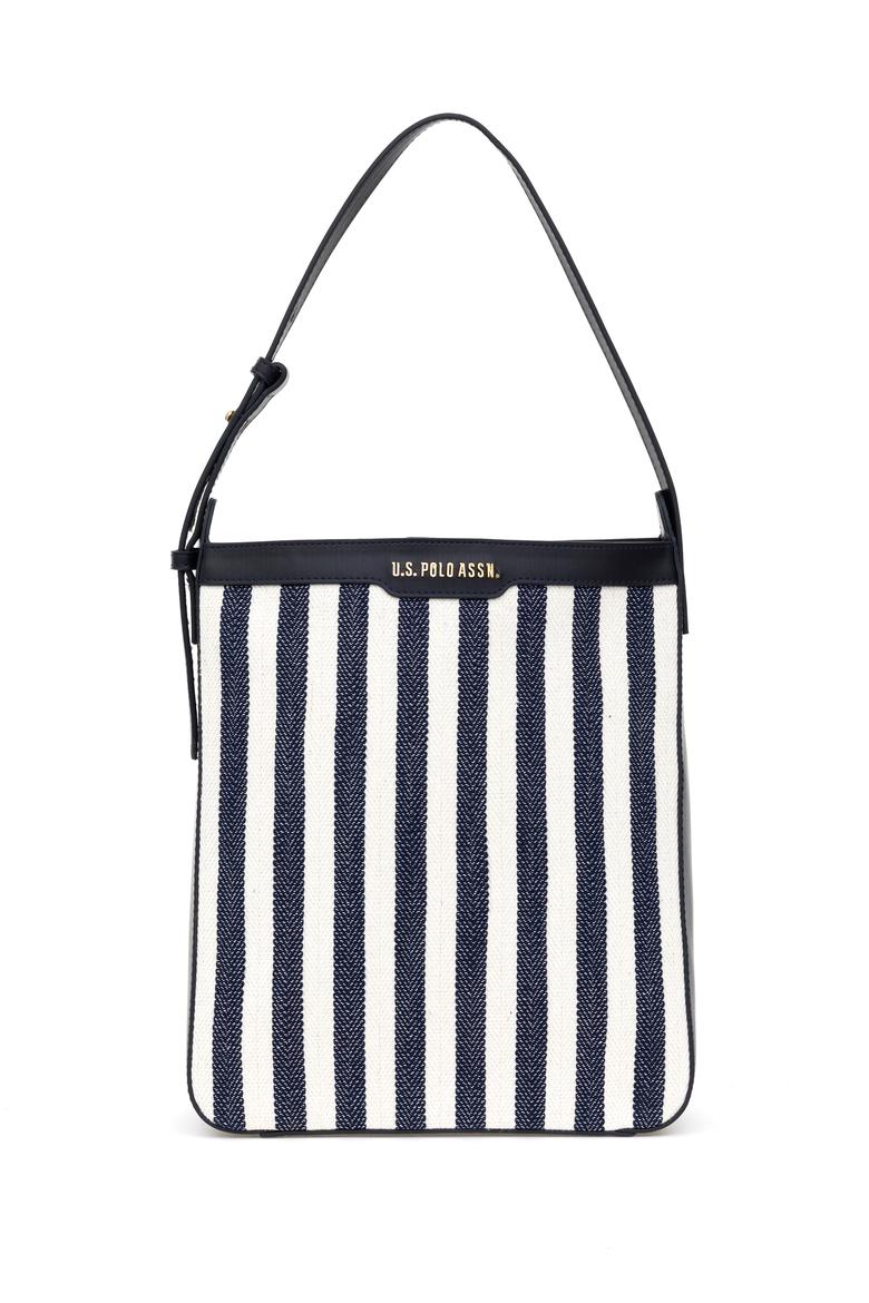 Kadın Lacivert Çizgili Kanvas Kol Çantası - 50311434001