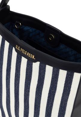 Kadın Lacivert Çizgili Kanvas Kol Çantası - 50311434001