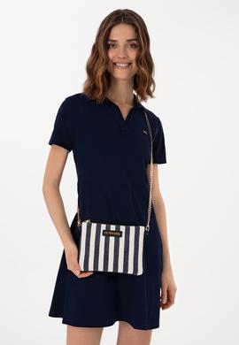 Kadın Lacivert Çizgili Çıkarılabilir Askılı Kanvas El Çantası - 50311437001