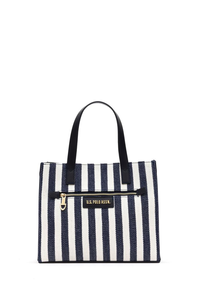 Kadın Lacivert Çizgili Kanvas Kol Çantası - 50311435001