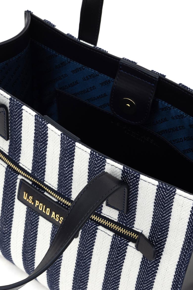 Kadın Lacivert Çizgili Kanvas Kol Çantası - 50311435001