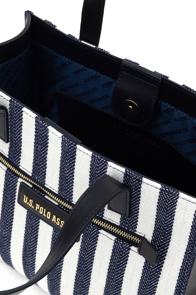 Kadın Lacivert Çizgili Kanvas Kol Çantası