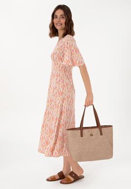 Kadın Bej Makyaj Çantalı Hasır Kol Çantası - 50311458001