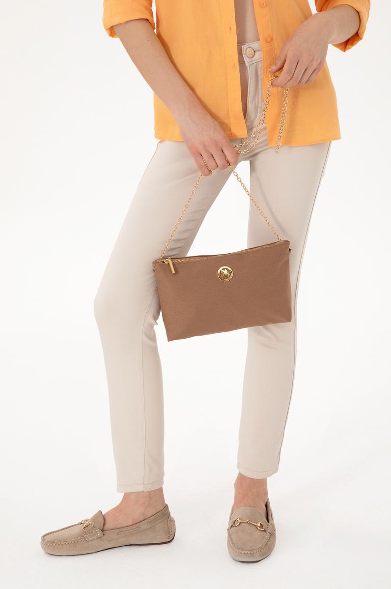 Kadın Koyu Bej Çıkarılabilir Askılı Kanvas El Çantası