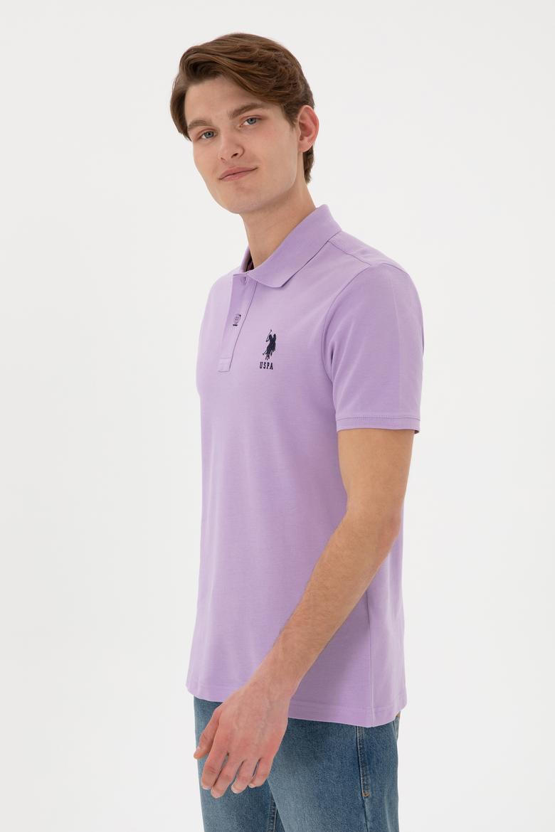 Erkek Slim Fit Polo Yaka Lila Basic Tişört - 50305929116