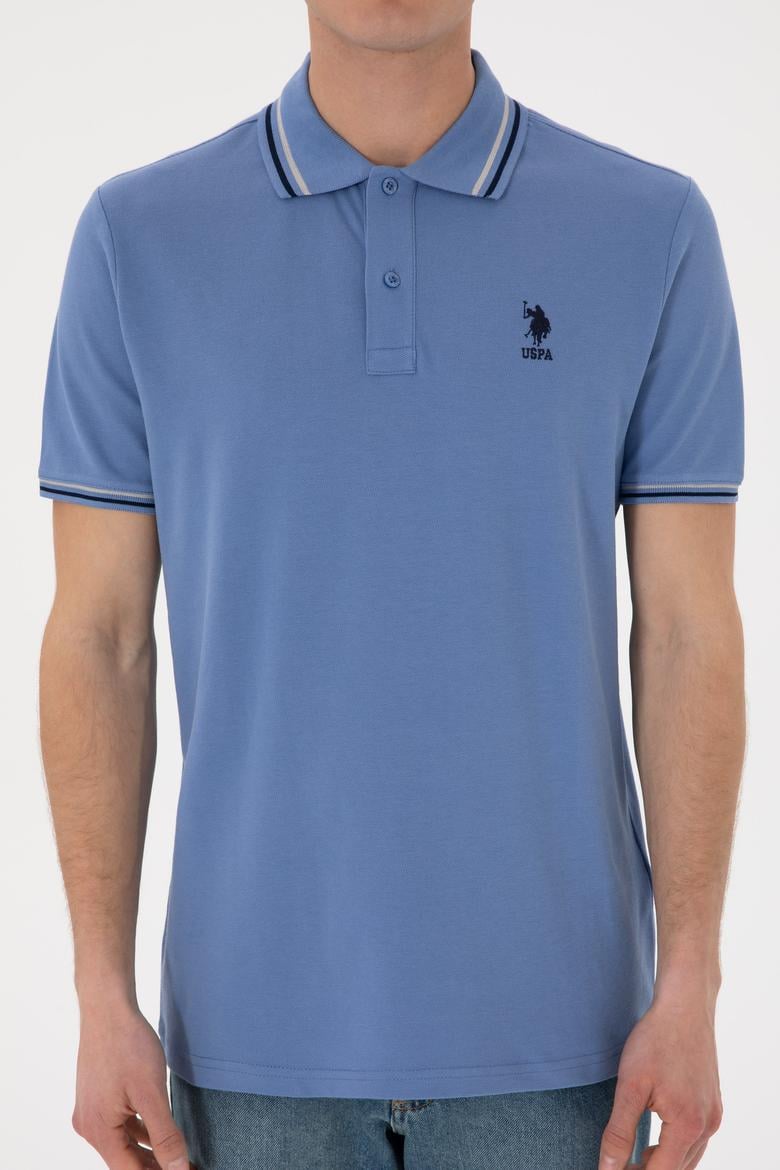 Erkek Regular Fit Polo Yaka Koyu Mavi Basic Tişört - 50306011058