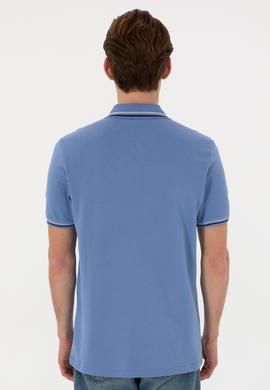 Erkek Regular Fit Polo Yaka Koyu Mavi Basic Tişört - 50306011058