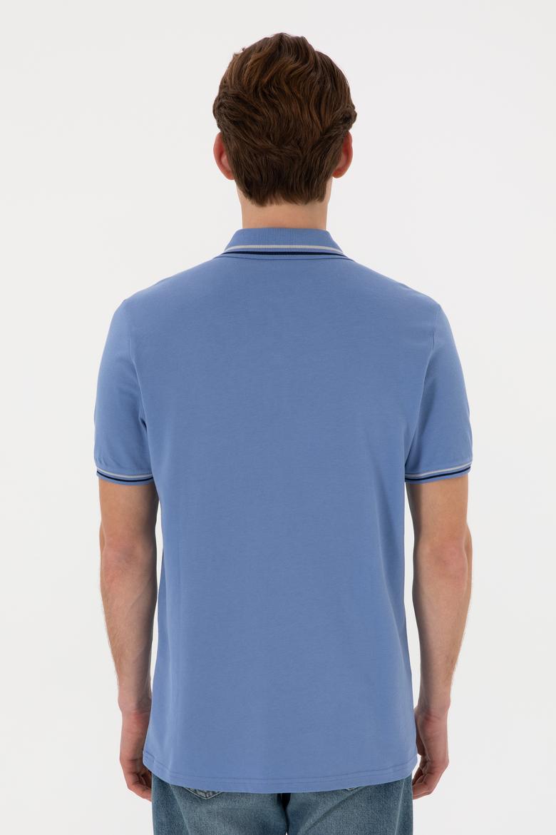 Erkek Regular Fit Polo Yaka Koyu Mavi Basic Tişört - 50306011058