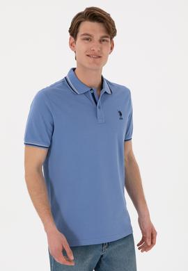Erkek Regular Fit Polo Yaka Koyu Mavi Basic Tişört - 50306011058
