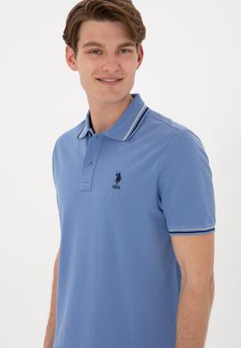 Erkek Regular Fit Polo Yaka Koyu Mavi Basic Tişört - 50306011058