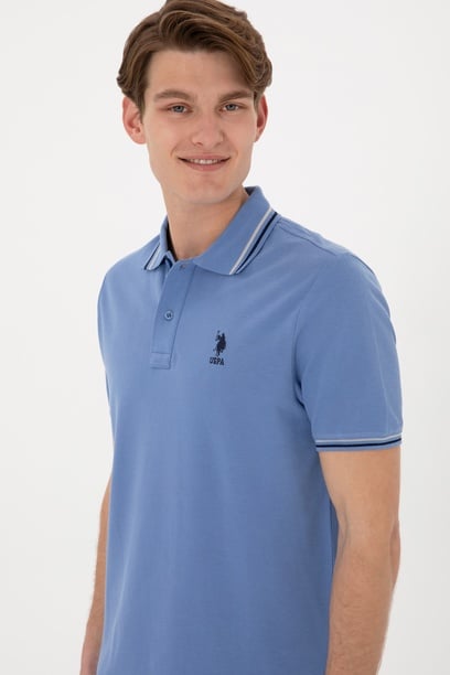 Erkek Regular Fit Polo Yaka Koyu Mavi Basic Tişört