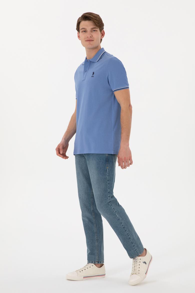 Erkek Regular Fit Polo Yaka Koyu Mavi Basic Tişört - 50306011058