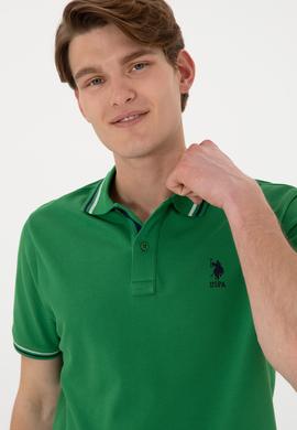 Erkek Regular Fit Polo Yaka Yeşil Basic Tişört - 50306011088