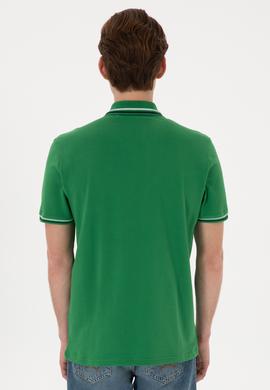 Erkek Regular Fit Polo Yaka Yeşil Basic Tişört - 50306011088