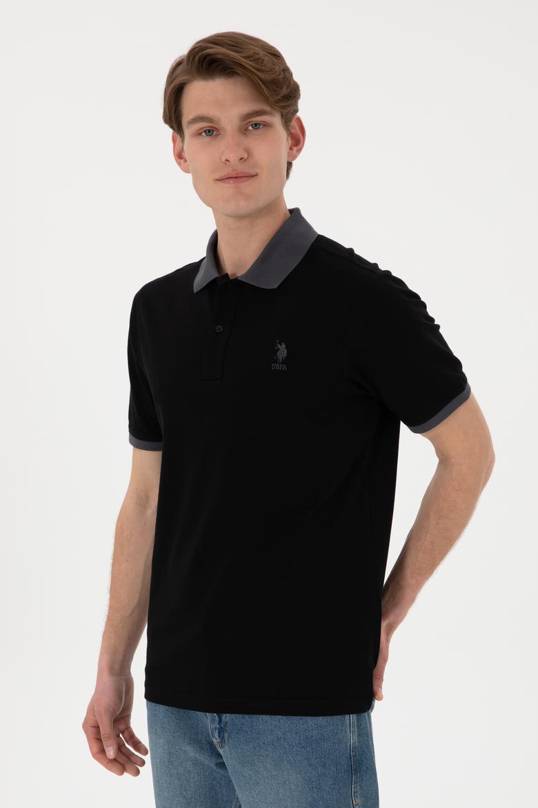 Erkek Regular Fit Polo Yaka Siyah Basic Tişört - 50305989018