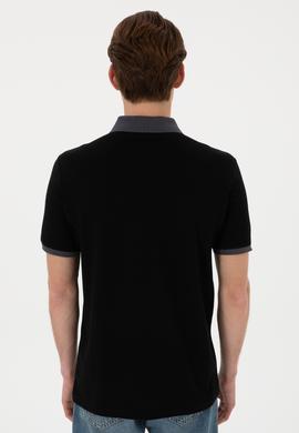 Erkek Regular Fit Polo Yaka Siyah Basic Tişört - 50305989018