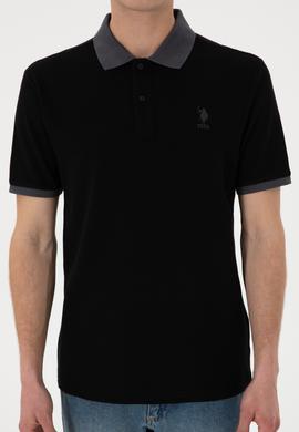 Erkek Regular Fit Polo Yaka Siyah Basic Tişört - 50305989018