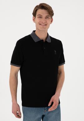 Erkek Regular Fit Polo Yaka Siyah Basic Tişört - 50305989018