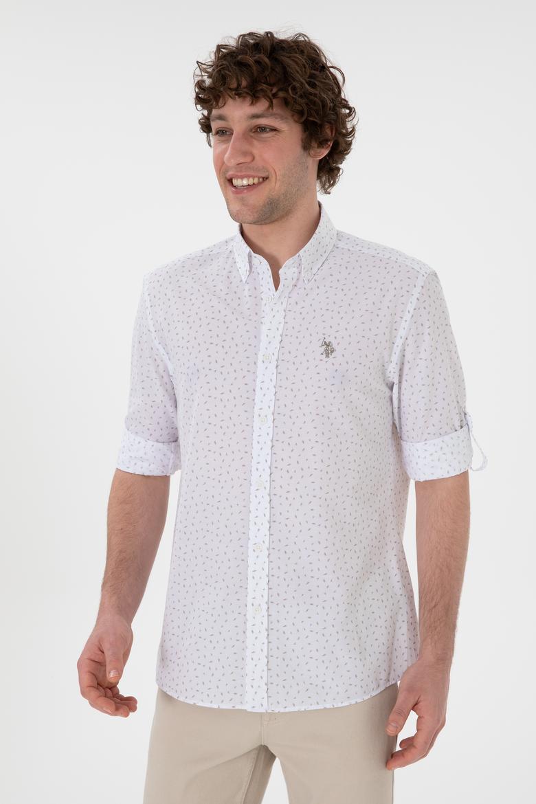 Erkek Taş Baskılı Beyaz Gömlek - 50306371017