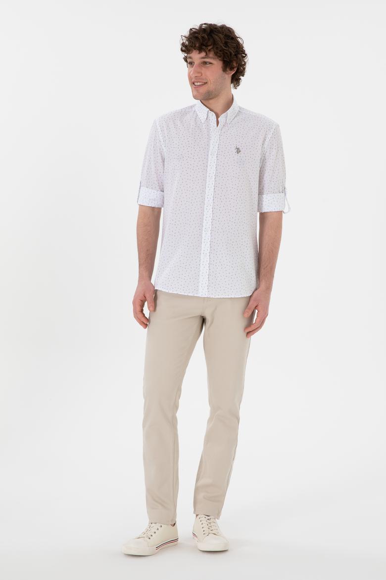 Erkek Taş Baskılı Beyaz Gömlek - 50306371017