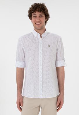 Erkek Taş Baskılı Beyaz Gömlek - 50306371017