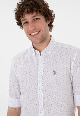 Erkek Taş Baskılı Beyaz Gömlek - 50306371017