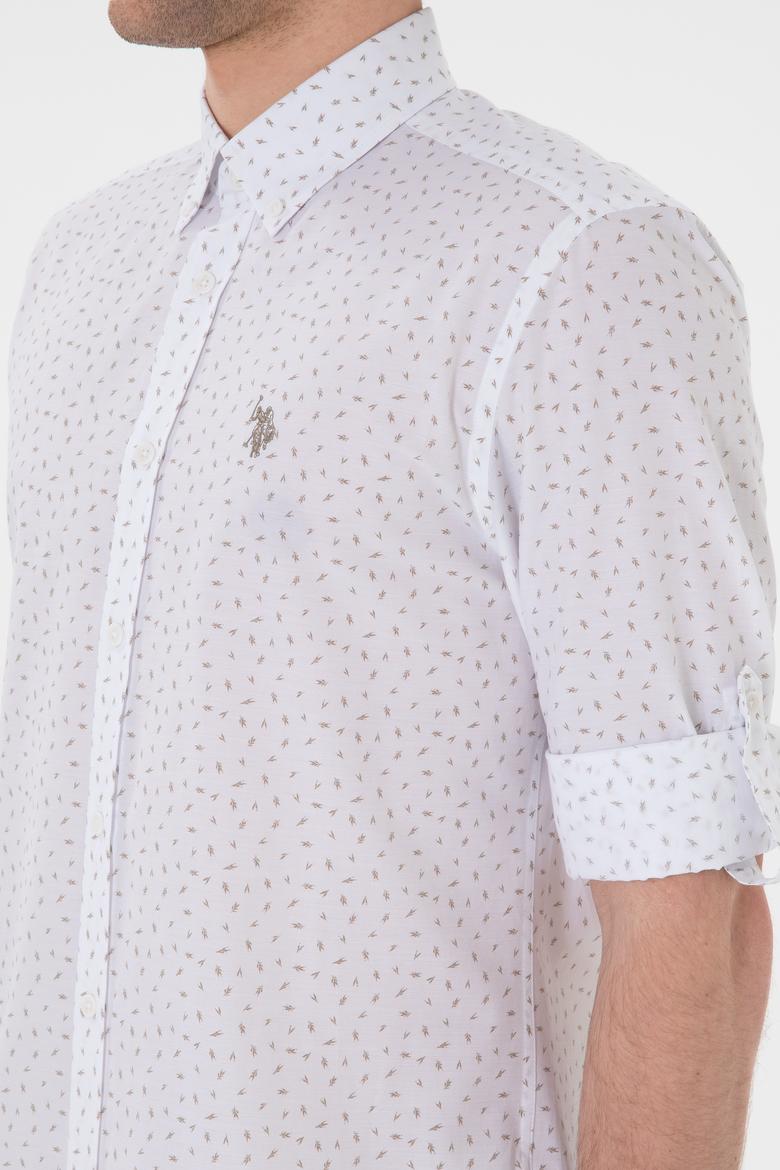 Erkek Taş Baskılı Beyaz Gömlek - 50306371017