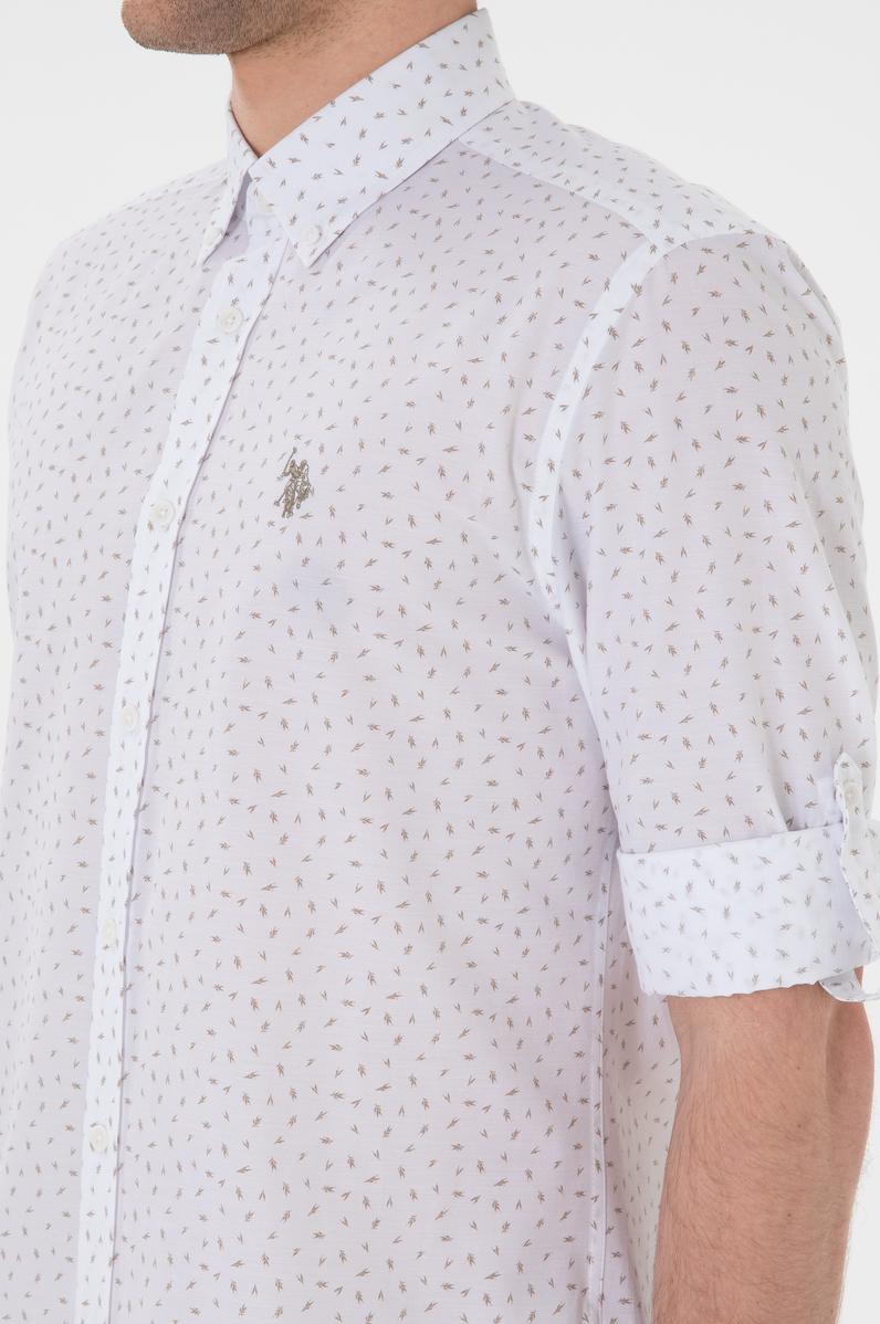 Erkek Taş Baskılı Beyaz Gömlek