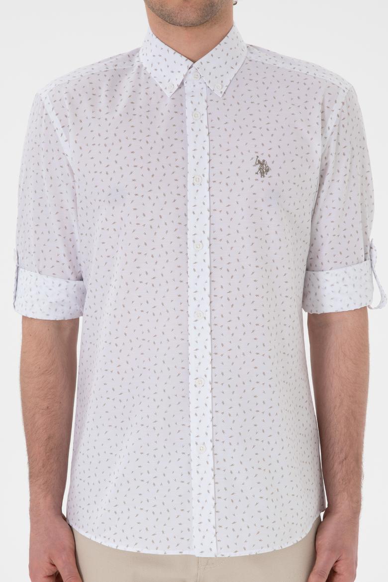 Erkek Taş Baskılı Beyaz Gömlek - 50306371017