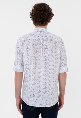 Erkek Lacivert Baskılı Beyaz Gömlek - 50306371001