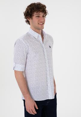 Erkek Lacivert Baskılı Beyaz Gömlek - 50306371001