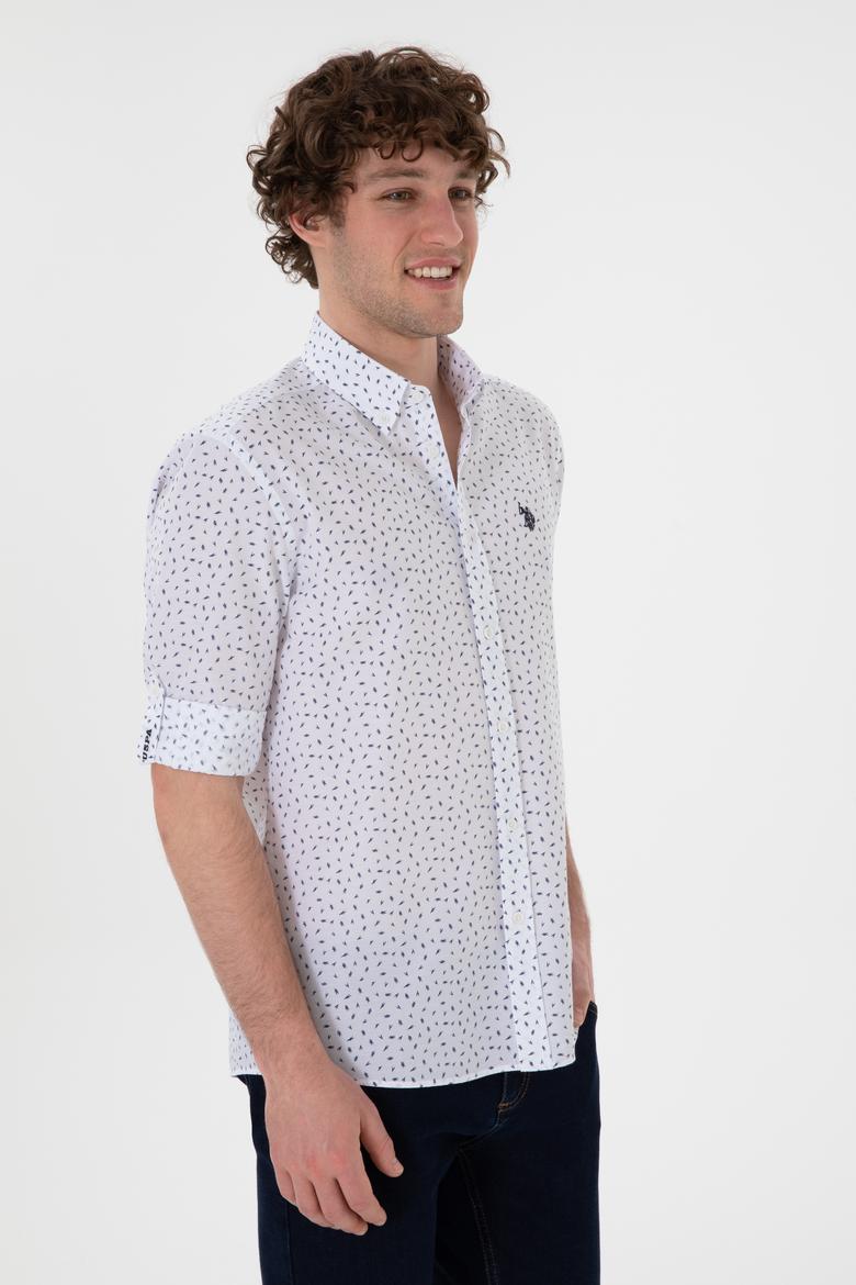 Erkek Lacivert Baskılı Beyaz Gömlek - 50306371001