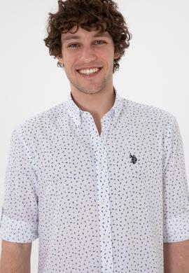 Erkek Lacivert Baskılı Beyaz Gömlek - 50306371001