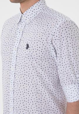 Erkek Lacivert Baskılı Beyaz Gömlek - 50306371001