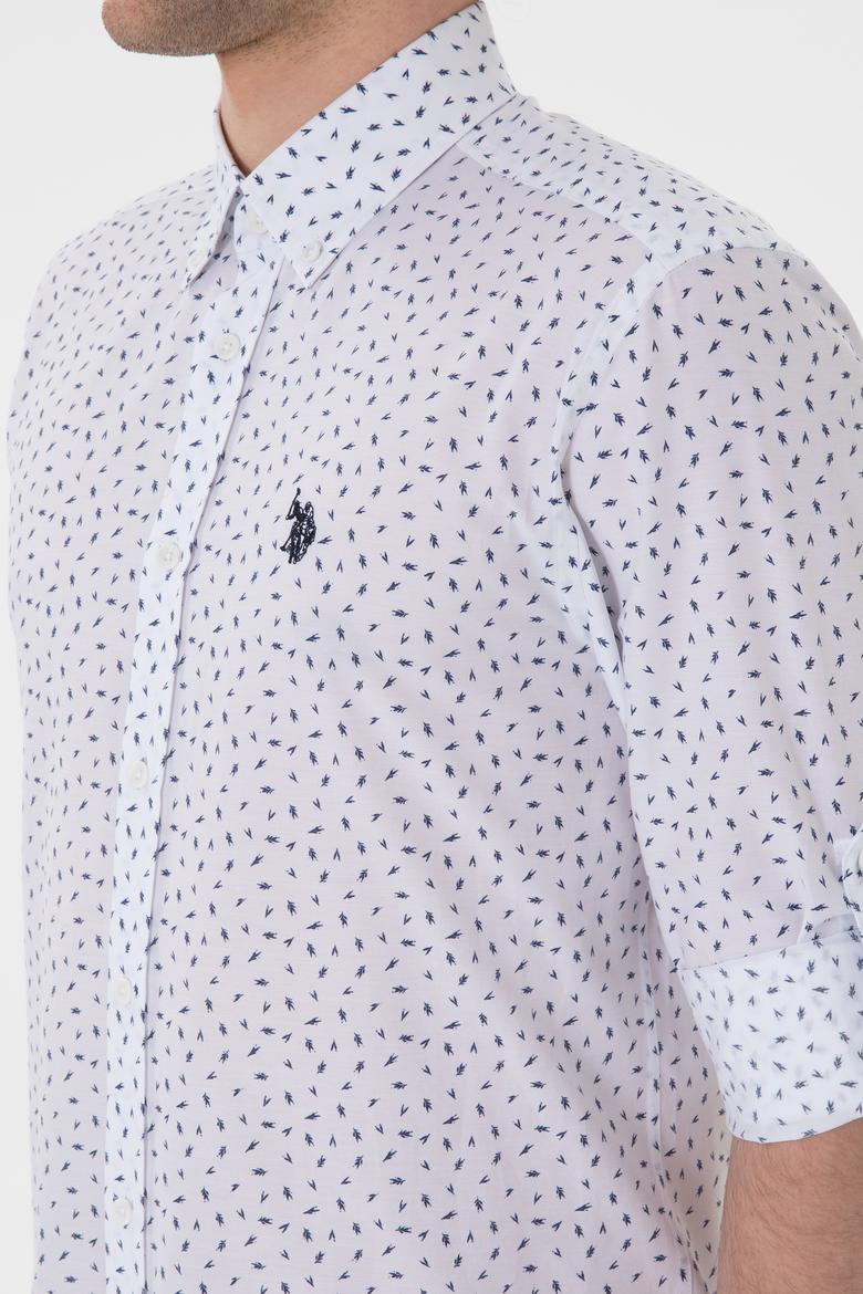 Erkek Lacivert Baskılı Beyaz Gömlek - 50306371001