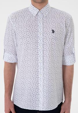 Erkek Lacivert Baskılı Beyaz Gömlek - 50306371001