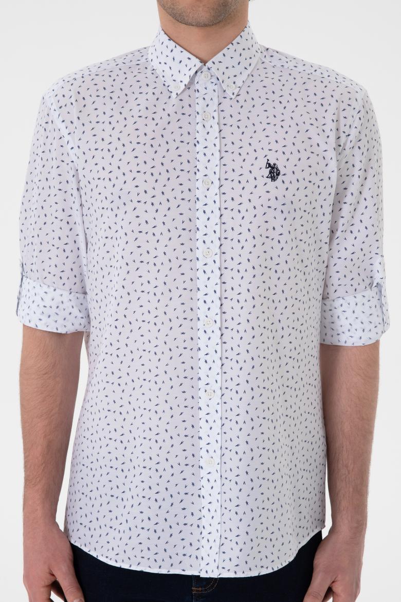 Erkek Lacivert Baskılı Beyaz Gömlek - 50306371001