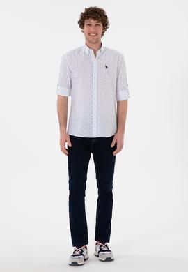 Erkek Lacivert Baskılı Beyaz Gömlek - 50306371001