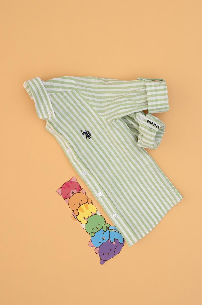 Erkek Çocuk Fıstık Yeşili Uzun Kollu Gömlek