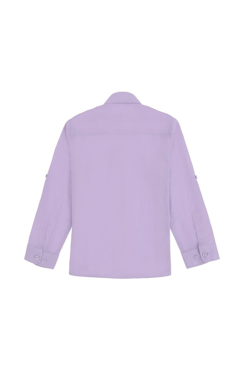 Erkek Çocuk Lila Uzun Kollu Basic Gömlek