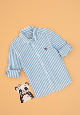 Erkek Çocuk Mavi Uzun Kollu Gömlek - 50306566016