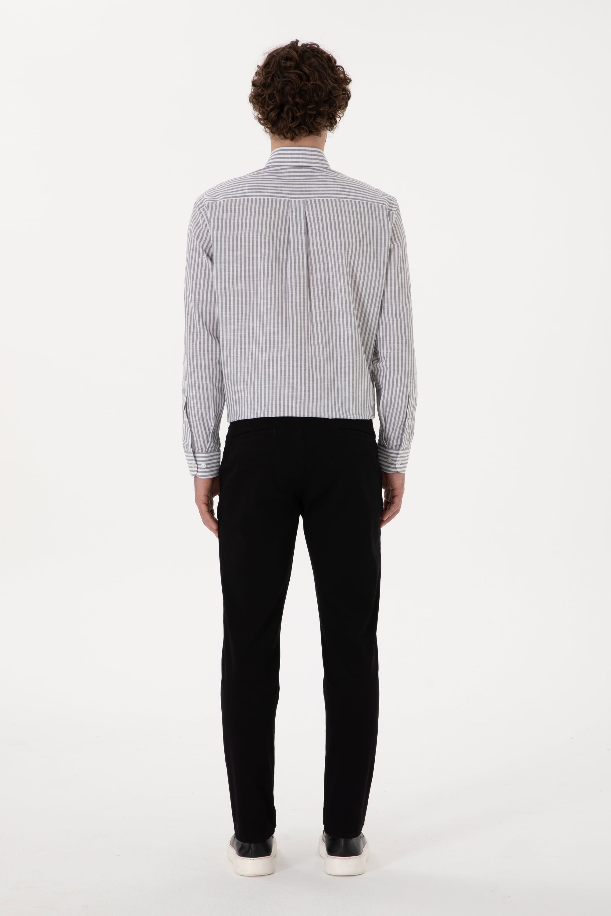 Erkek Siyah Slim Fit Kanvas Pantolon - Image 4