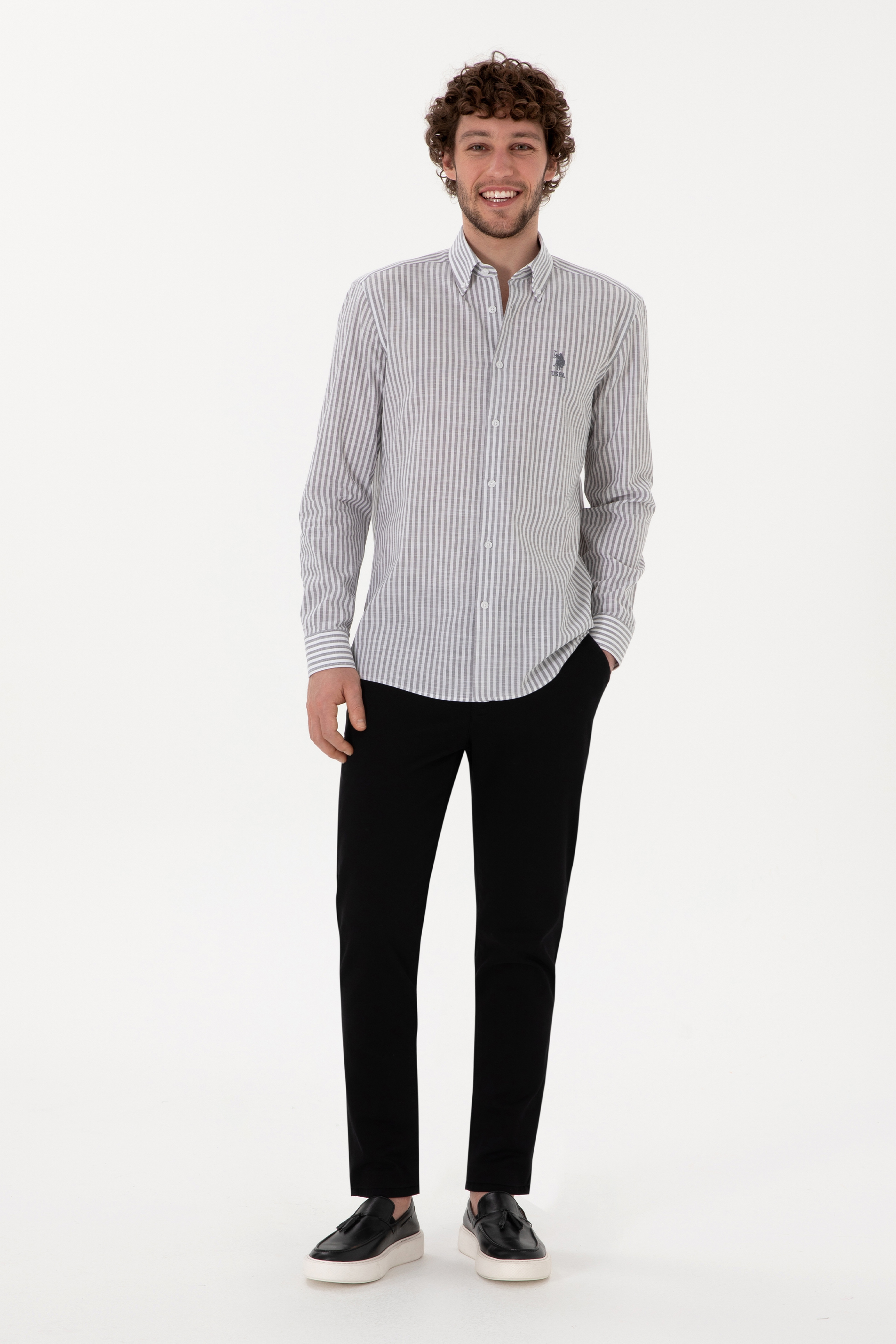 Erkek Siyah Slim Fit Kanvas Pantolon