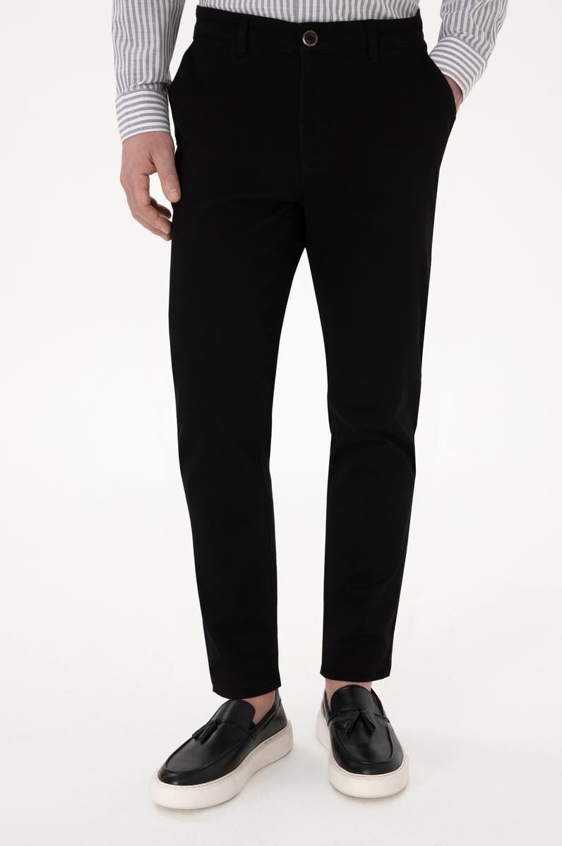 Erkek Siyah Slim Fit Kanvas Pantolon