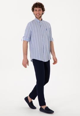 Erkek Lacivert Slim Fit Kanvas Pantolon - 50309119031