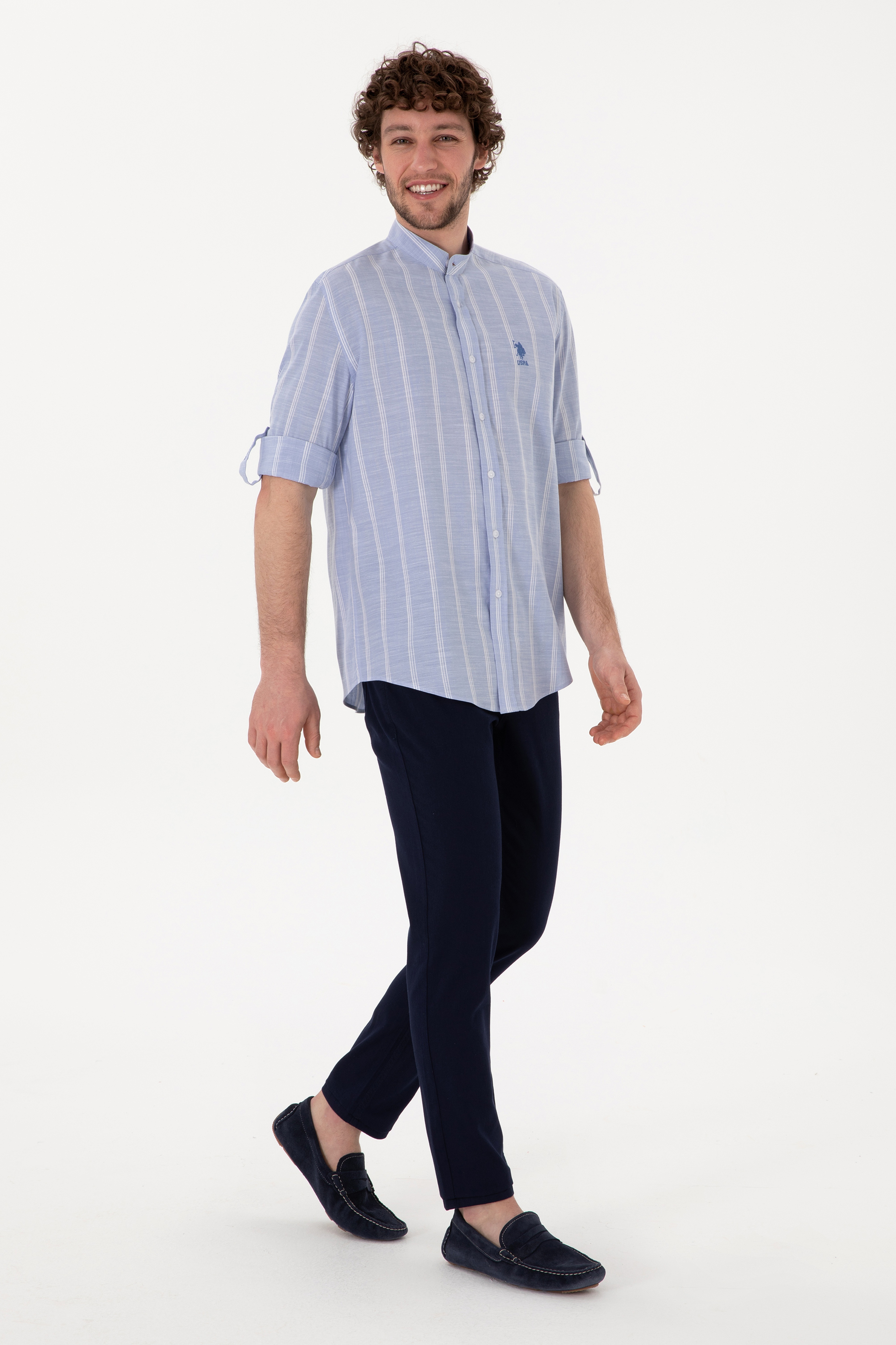 Erkek Lacivert Slim Fit Kanvas Pantolon
