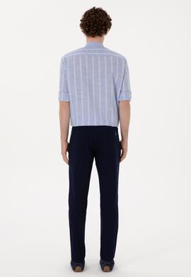 Erkek Lacivert Slim Fit Kanvas Pantolon - 50309119031